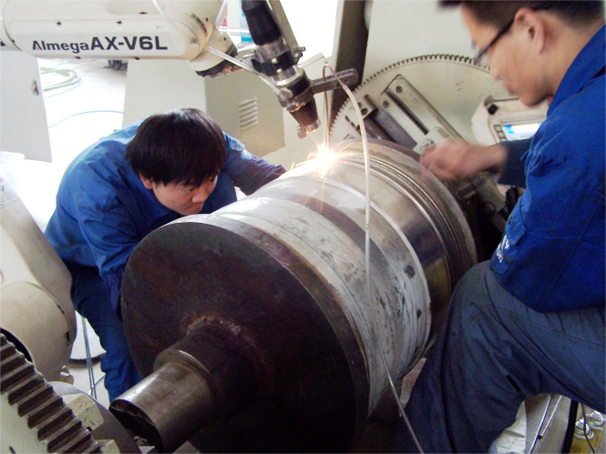 普阳钢厂3500轧机机架 在线激光再制造激光现场修复
